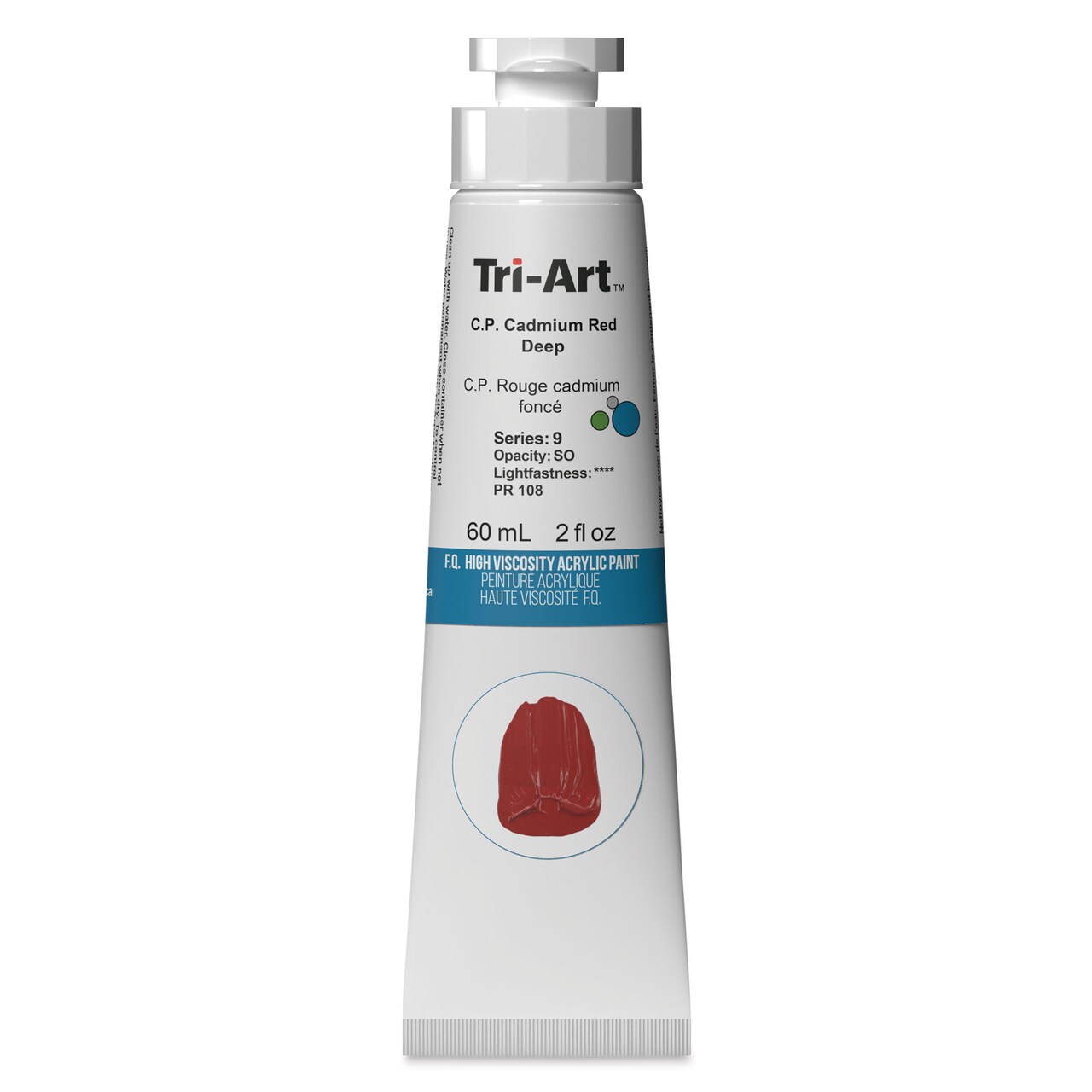 Tri-Art High Viscosity Artist Acrylic - C.P. Cadmium Red Deep, 60 ml tube